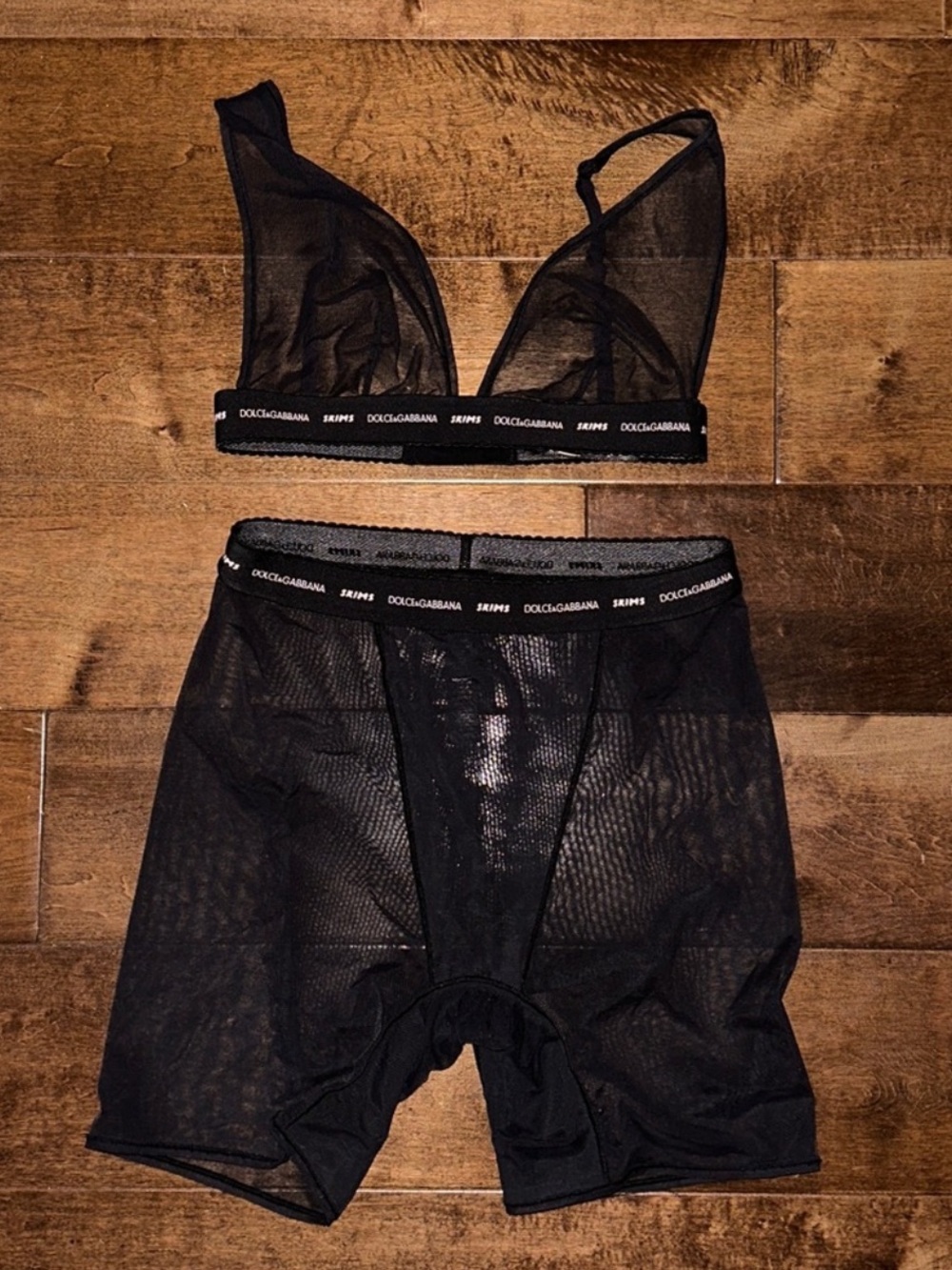 Dolce&Gabbana x SKIMS Ultra Fine Mesh Plunge Bralette, Boxer Onyx XS